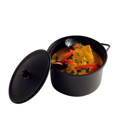 Cooking Pot + Lid Black 500ml Solia - 100 Pcs (No Sub Pack)